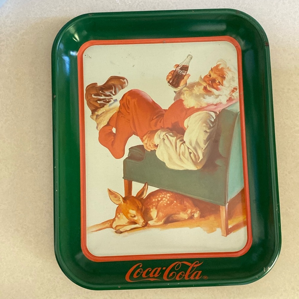 Vintage Coca Cola Santa tray